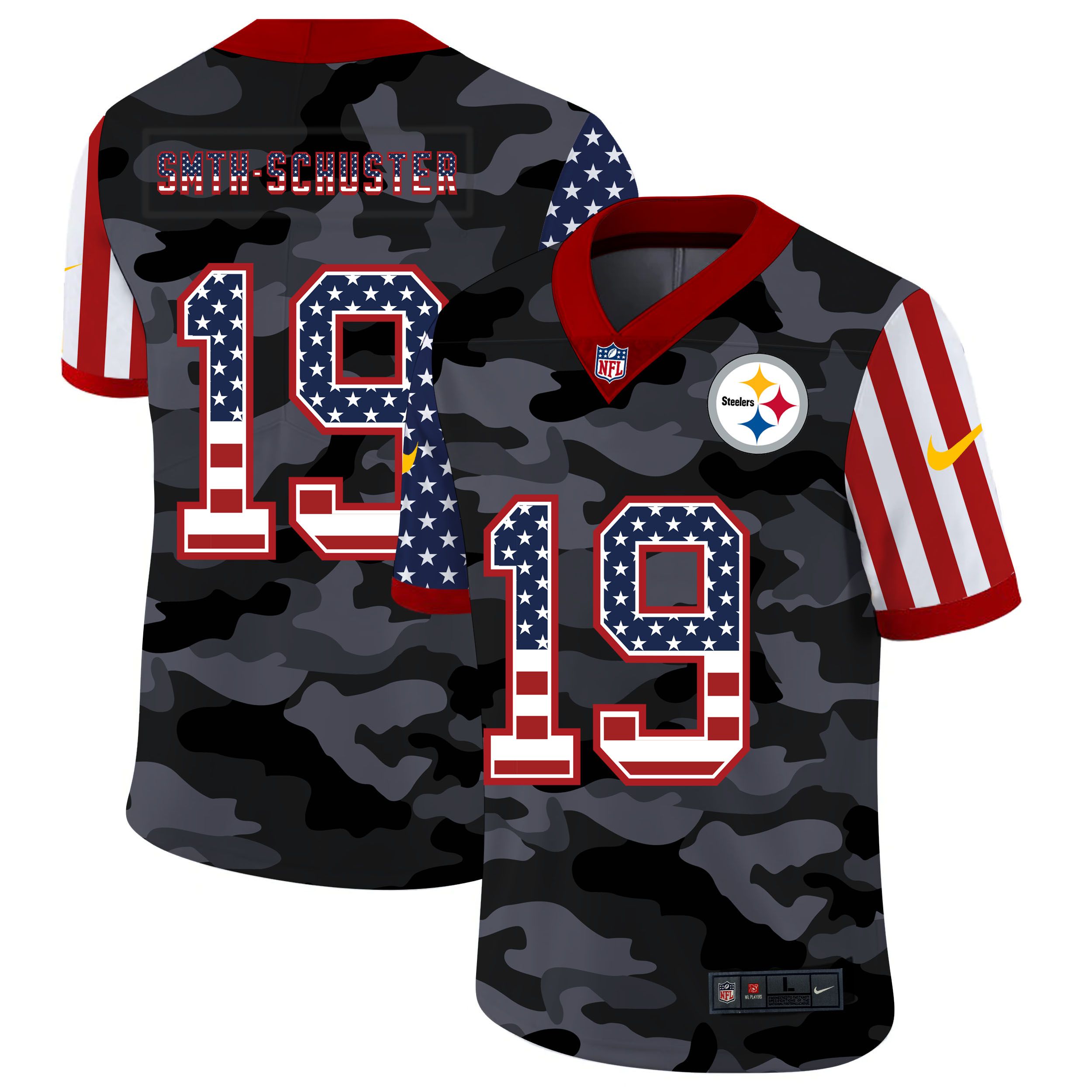 Men Pittsburgh Steelers #19 Smith-schuster 2020 Nike Camo USA Salute to Service Limited NFL Jerseys->tennessee titans->NFL Jersey